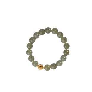 金玉良缘和田玉手串【葡萄肉】18K金青白玉手饰礼天然和田玉手链