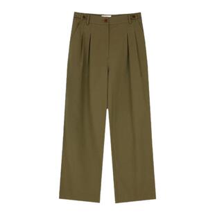 【现货】LEROBE新款韩国设计师美娜家复古纯色双褶设计直筒休闲裤