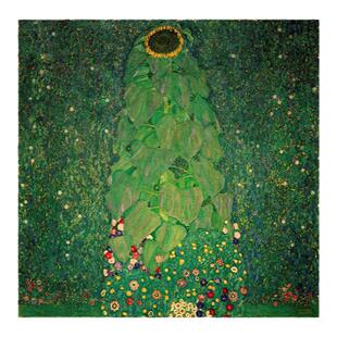 纯手绘克里姆特向日葵风景油画绿色调简约客厅卧室装饰背景墙挂画