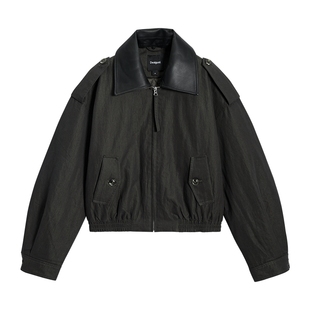 【保暖90鹅绒】Desigual宽松可拆卸皮领长袖女式羽绒服