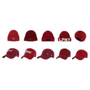 【时尚】lackpard红色高级感棒球帽男女本命年保暖针织帽情侣帽子
