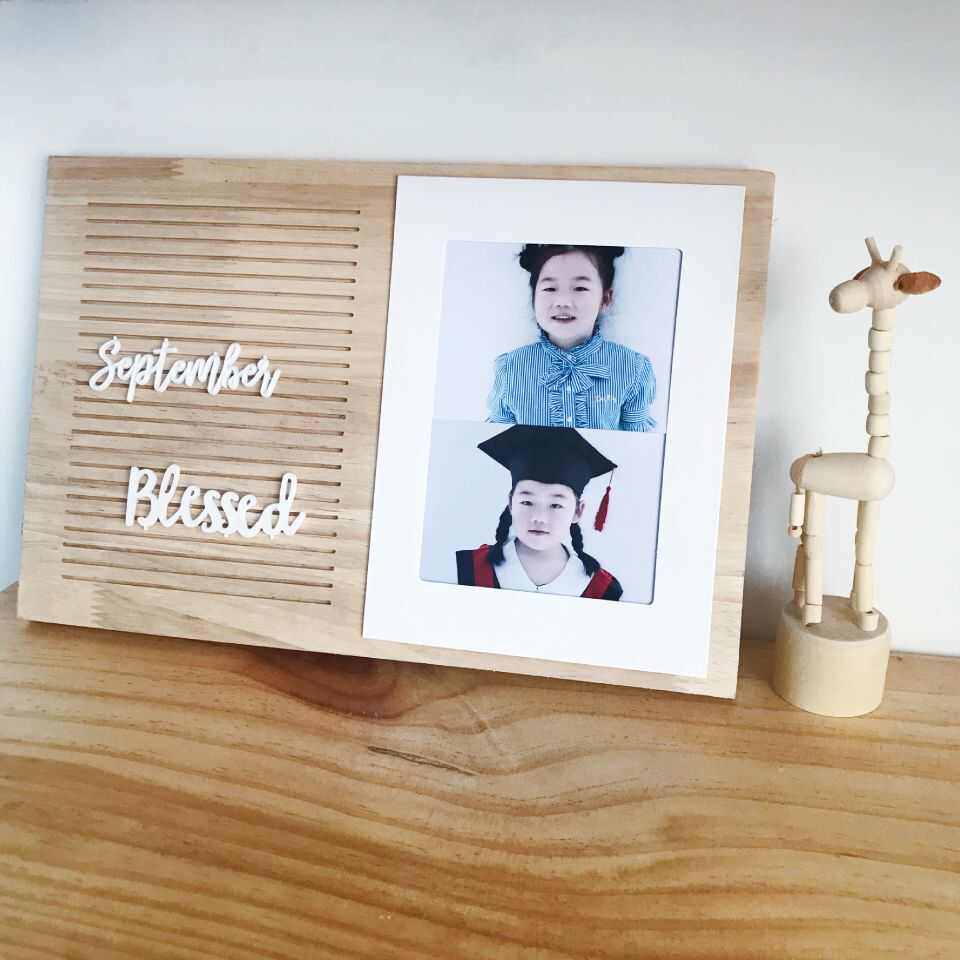 橡木手工毛毡字母留言板 DIY随意拼搭木制相框摄影道具儿童房装饰