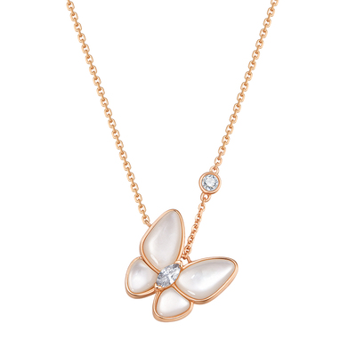 轻奢玫瑰金小众纯银蝴蝶项链女