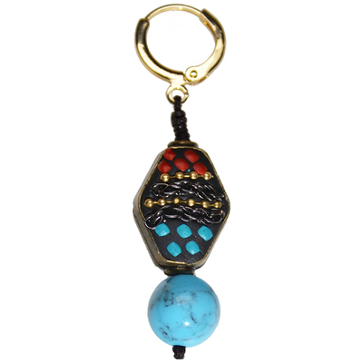 单边藏式耳环男女通用藏族蓝松石