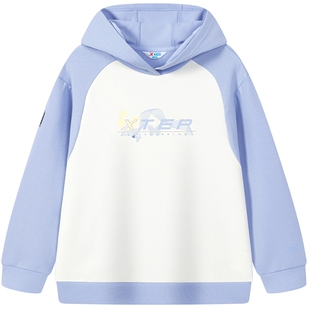 【商场同款】特步童装春季新款大童女童上衣儿童运动柔软连帽卫衣