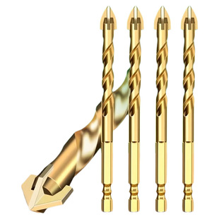 十字瓷砖钻头打孔四刃霸王钻高硬度三角钻玻璃冲击六角柄6mm钻孔