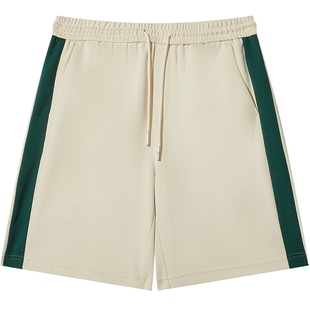 【柔软弹力】卡宾潮牌拼接刺绣休闲短裤男夏季宽松五分裤