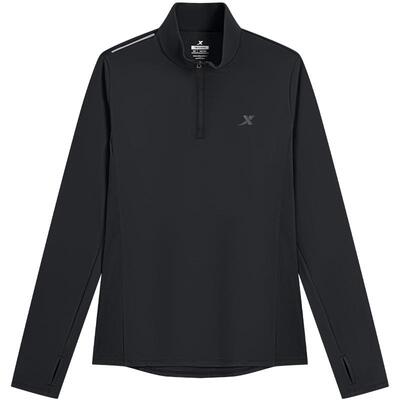 特步长袖半拉链T恤女2025秋季新款外穿运动训练防风户外打底长袖