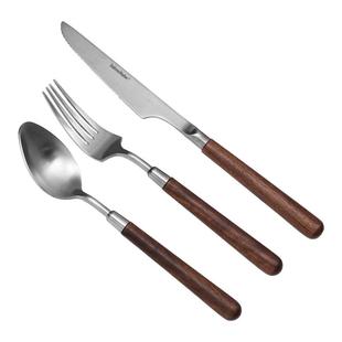 欧式高档304不锈钢西餐餐具牛排刀叉套装胡桃木叉勺两件套家用