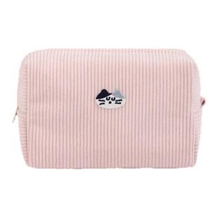 韩国romane猫咪刺绣化妆包复古灯芯绒立体数码收纳包大容量洗漱包
