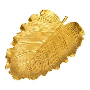 北欧现代轻奢时尚金色叶子羽毛装饰收纳盘首饰盘拍摄道具桌面摆件