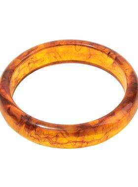 三福复古材料琥珀色手镯单只 时尚优雅小众首饰配饰饰品850639