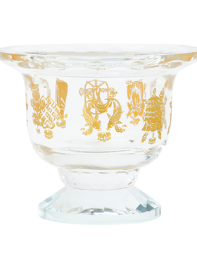 描金供水碗圣水杯水晶玻璃藏式