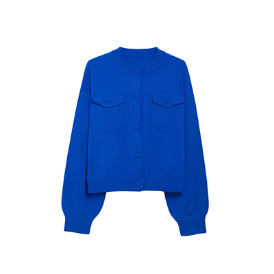 SURONG圆领单排扣羊毛开衫外套女