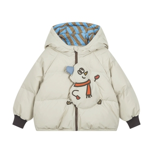 马拉丁童装儿童羽绒服冬装女小童雪人造型肌理感短款羽绒服