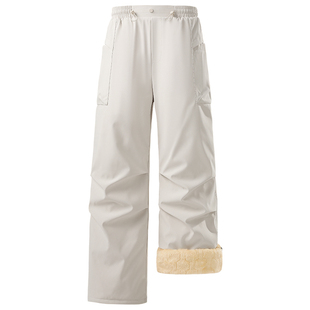 WASSUP PALM裤子男款2025新款冬季东北雪乡羊羔绒加厚保暖滑雪裤