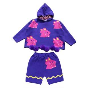 小蜜糖童装女童套装秋冬洋气时髦儿童毛衣短裤女宝宝可爱衣服冬装