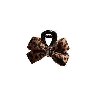 复古豹纹蝴蝶结公主头抓夹女刘海夹高马尾固定发夹后脑勺碎发卡