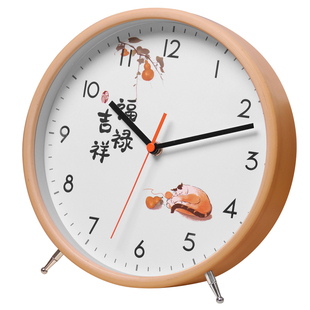 TIMESS中古风静音实木钟表客厅座钟创意台式2026新款摆钟摆放台钟