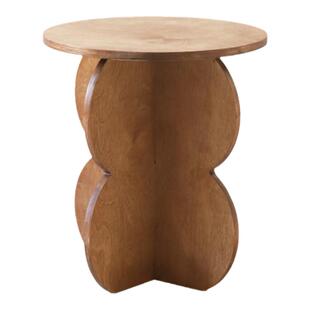 【OB】海洋板定制波浪圆几家用小边几客厅沙发边几中古风实木茶几