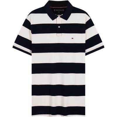 Tommy男装珠地网眼条纹宽松POLO