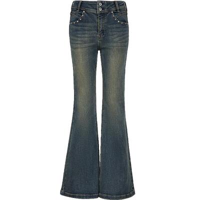 ONLY酷感铆钉喇叭裤牛仔裤