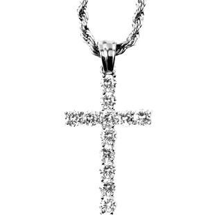 silver ice out cross necklace 满钻十字形项链男女锁骨链 ins