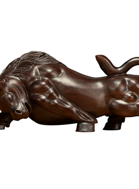 办公室华尔街牛工艺品黑檀木雕