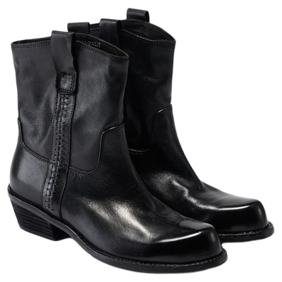 fed黑色短靴女冬季新款女靴通勤时装靴简约真皮靴女款S1028-ZZ075