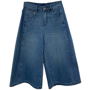 清仓特价 四面弹高腰显瘦七分裤宽松直筒牛仔裤女夏薄款裤子夏天