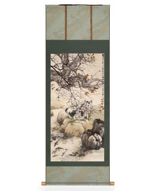 宋式装裱竖版国画书法卷轴挂画
