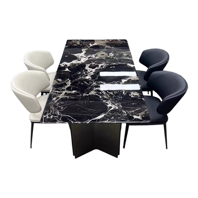 高档别墅天然黑玫瑰大理石餐桌