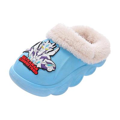 儿童棉拖鞋加绒加厚底防水防滑男童拖鞋冬季宝宝可拆洗赛罗奥特曼