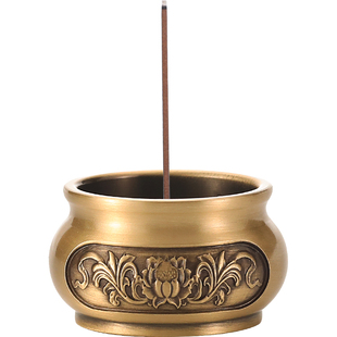 小号纯黄铜香炉把玩袖珍香炉迷你线香炉家用室内供佛香插香座香托