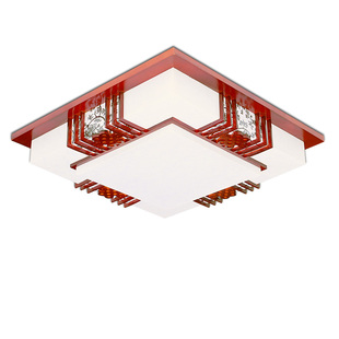 LED新中式吸顶灯客厅现代简约卧室羊皮灯仿古方形实木中国风灯具