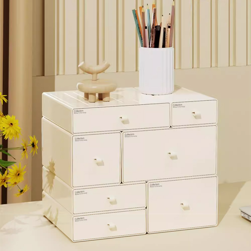 抽屉式桌面收纳盒！【办公室宿舍书桌化妆台防尘收纳整理盒储物盒