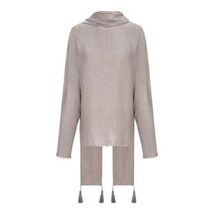 RODERIC WONG2025秋季日常通勤慵懒松弛风皱感丝绸围巾上衣女