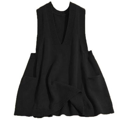 大码女装显瘦针织无袖背心马甲