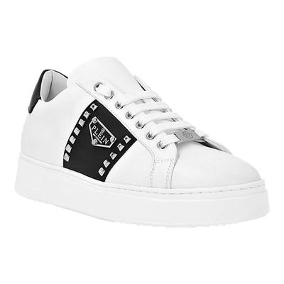 PHILIPP PLEIN 男女同款经典Hexagon铆钉低帮板鞋通勤小白鞋