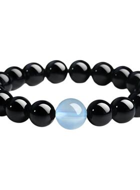 【金木水火土】黑曜石水晶手串