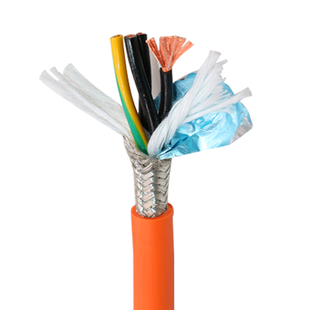 橙色伺服电机屏蔽电源线4芯1.5/2.5/4/6平方柔性拖链电缆线动力线