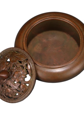 纯紫铜古风盘香炉供佛焚香