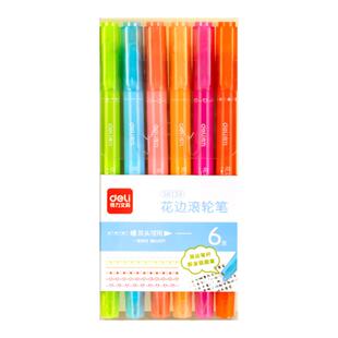 得力荧光笔彩色闪光马克笔儿童无毒炫彩啫喱闪光笔小学生专用软头画画划重点记号笔手账标记闪粉笔水彩流沙笔