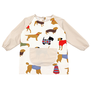 儿童画画罩衣长袖防水防脏围裙幼儿园宝宝吃饭反穿衣男女童印制