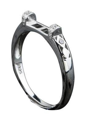 银镀白金戒指空托活口情侣链接