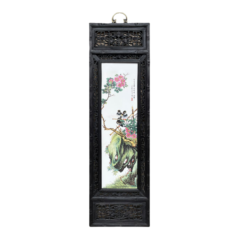 瓷板画四条屏挂画中式装饰画
