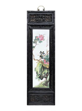 瓷板画四条屏挂画中式装饰画