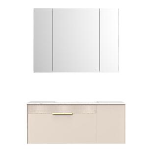 帝王洁具陶瓷一体盆镜柜岩板奶油风卫生间高端定制浴室柜洗手盆