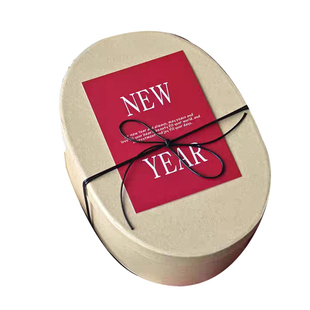 新年红色牛皮纸椭圆形包装盒雪花酥糖果马卡龙饼干礼物盒烘焙盒子