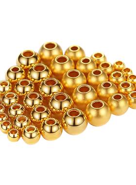diy古法24k纯金隔珠圆珠散珠金珠